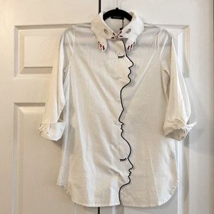 Incredibly Cool, Unique Button-down with Face and Hand Motif